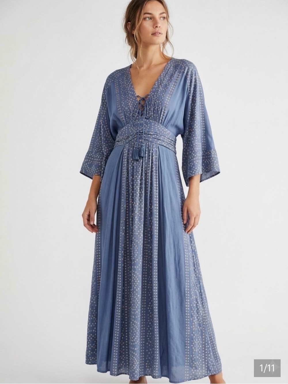 Free People Blue Kimono Maxi Dress